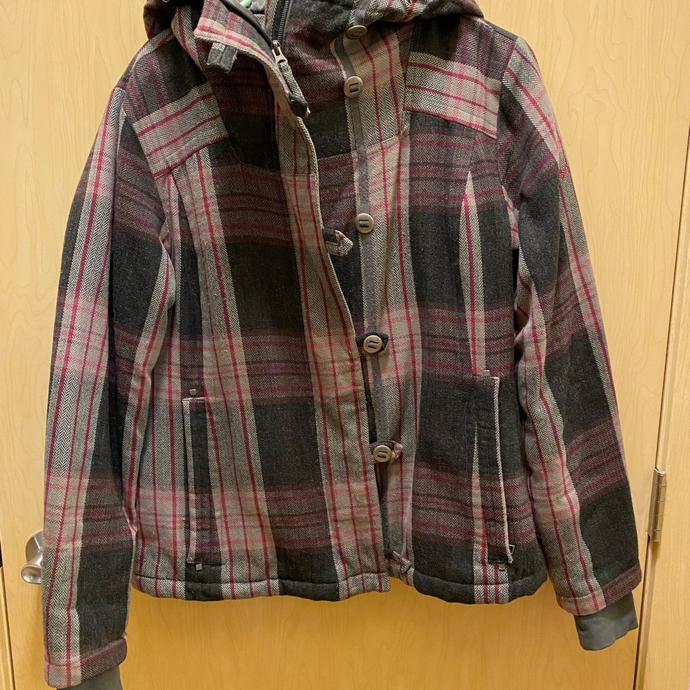 Columbia Plaid Full Zip Wool Blend Jacket